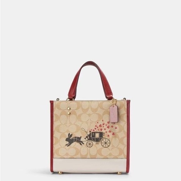 NWT COACH Lunar New Year Dempsey Tote 22 Signature Canvas Rabbit Carriag… - Picture 5 of 8